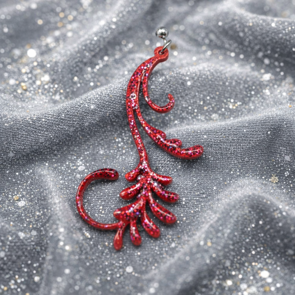 Impression 3D Rouge Inspiration Plume Évasée