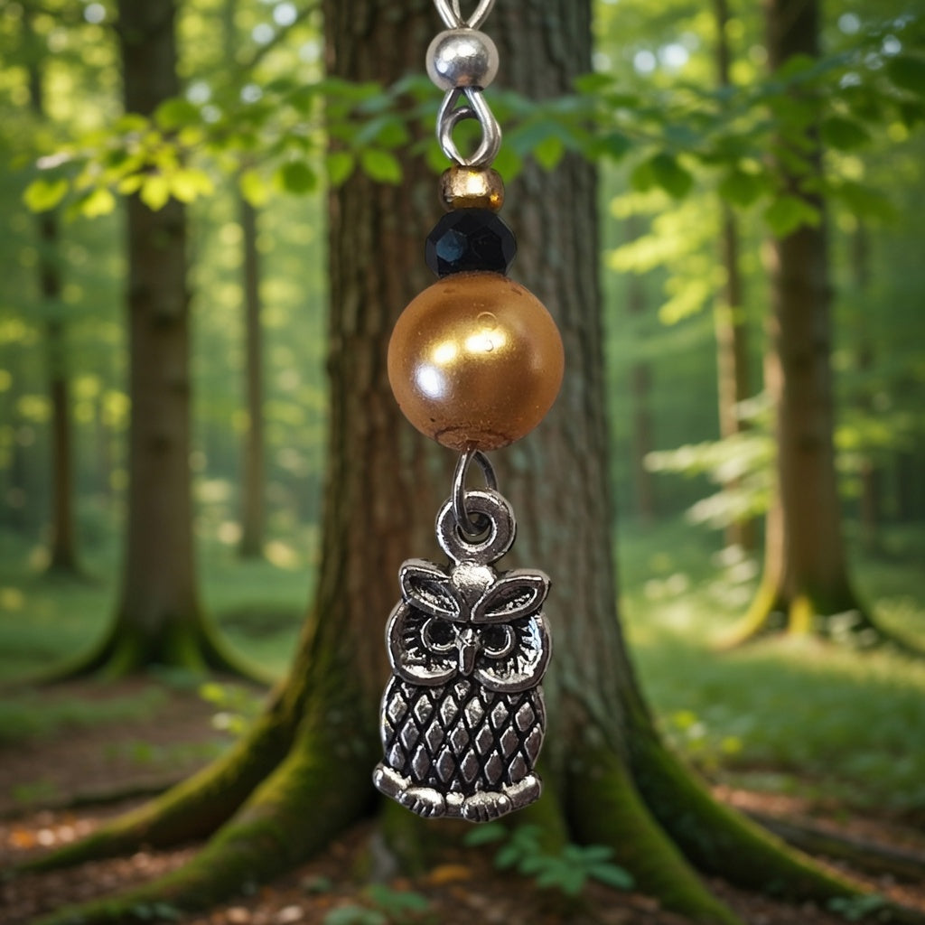 Hibou Perle orange, noir
