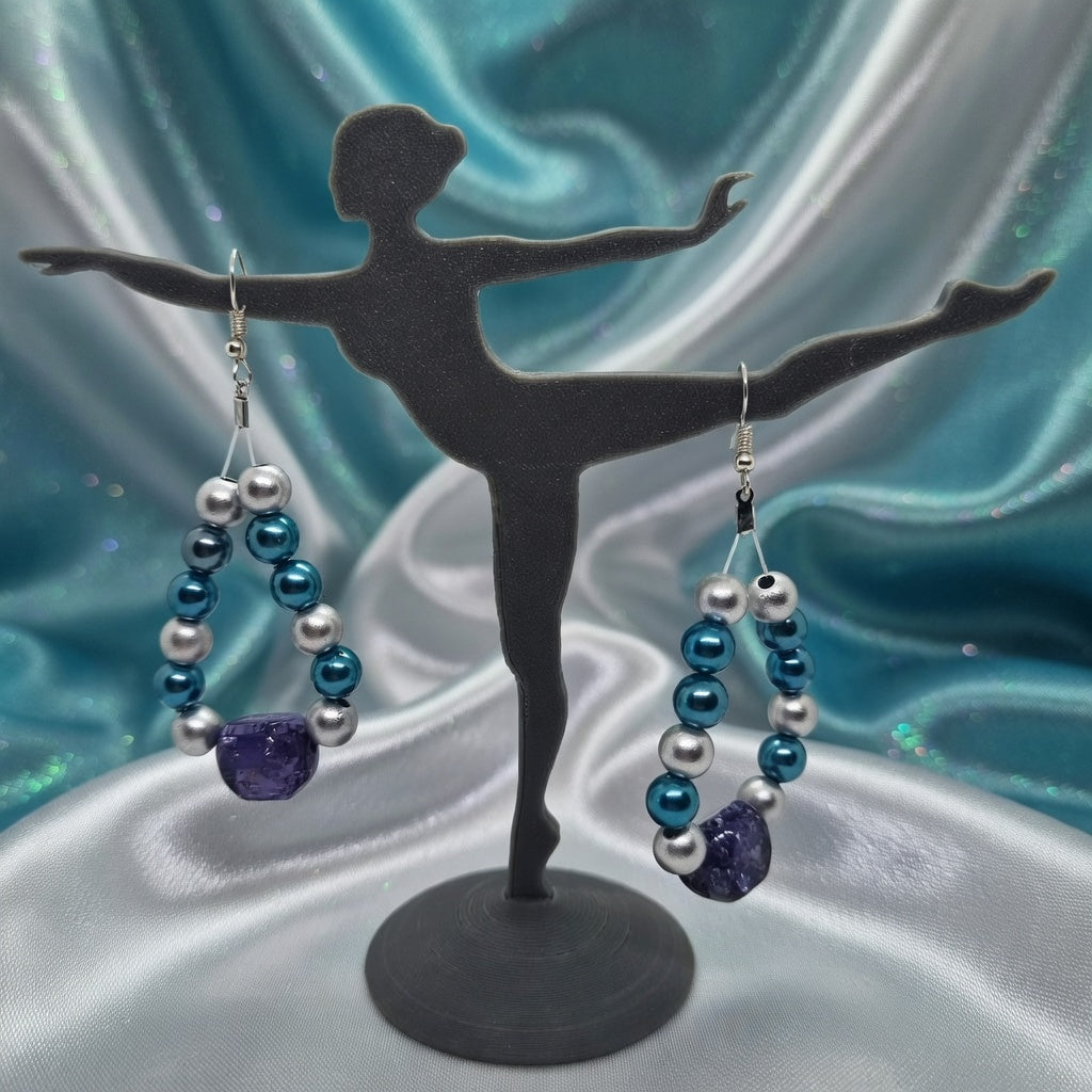 Pendante ronde Perles blanc, bleu