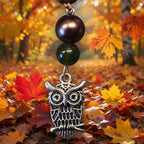 Hibou perles Marron, vert