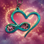 Impression 3D Vert motif Cœur infinie paillettes rose, noir