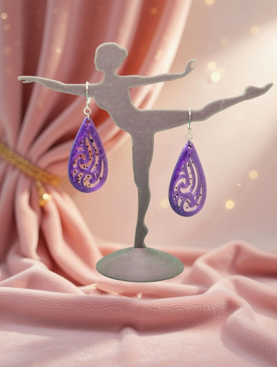 Impression 3D Violet Goutte d'Eau Pailleté Noir