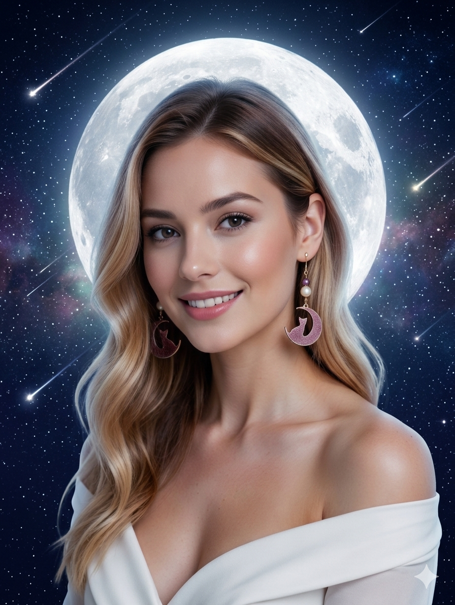 Impression 3D Quatier De Lune Chat Multi couleurs Perles Blanc, Brun