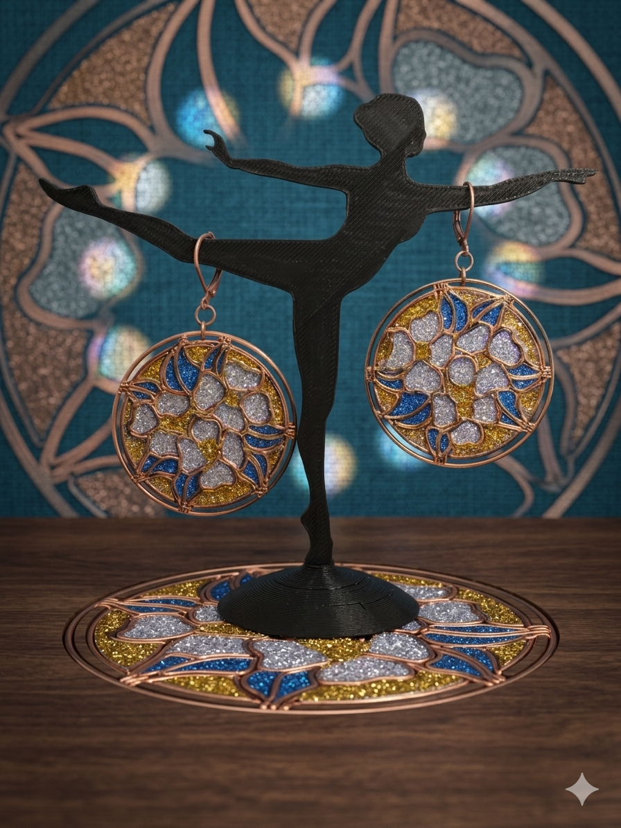 Impression 3D Vitraux fleurs Bleu, Gris