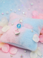 Clou brillant perle turquoise coeur aile