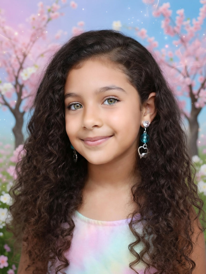 Clou brillant perle turquoise coeur aile
