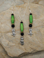 Hiboux perles verte, noir