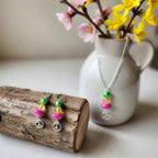 Peace & love perles vert, jaune, rose