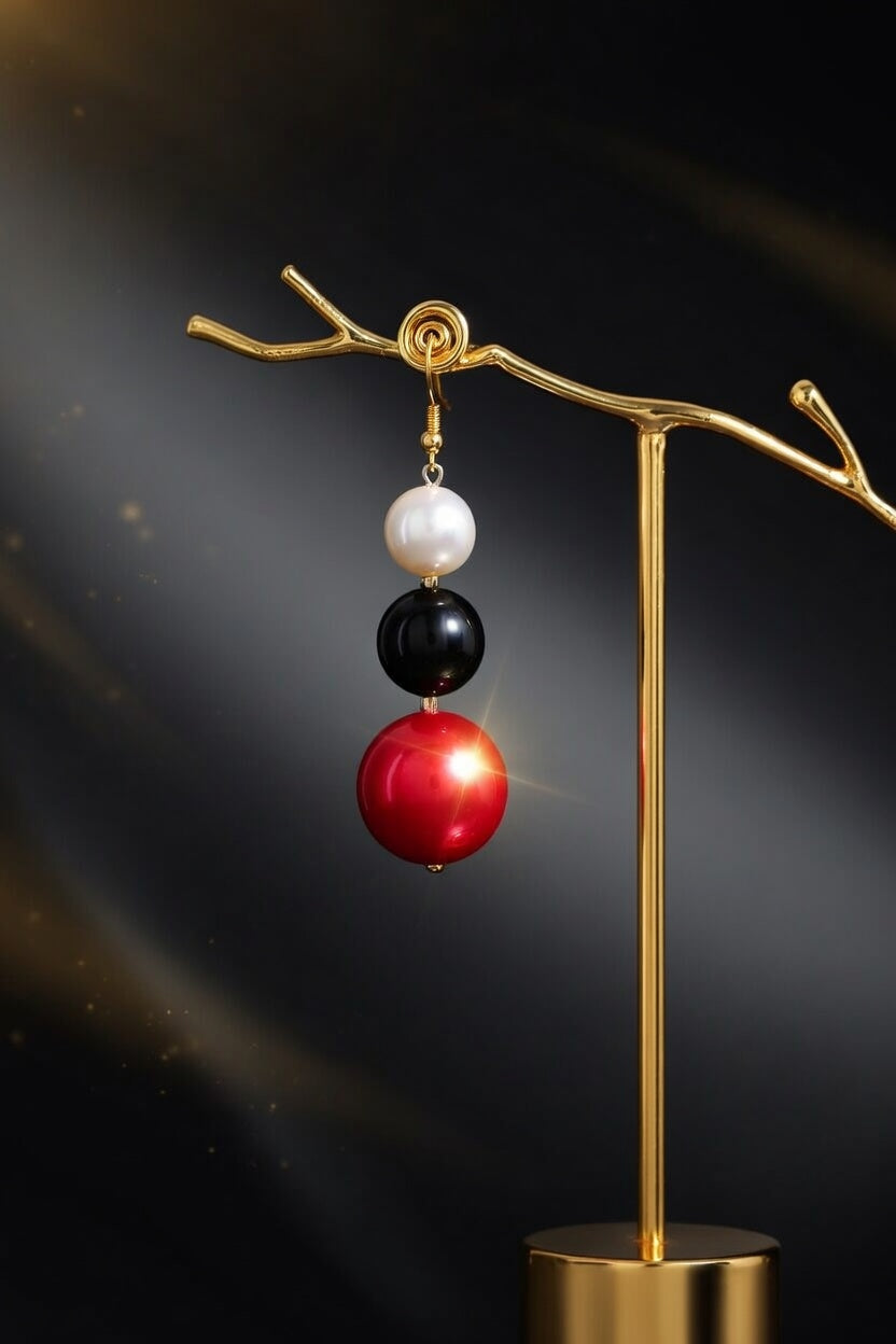 Perles Rouge, noir, blanc
