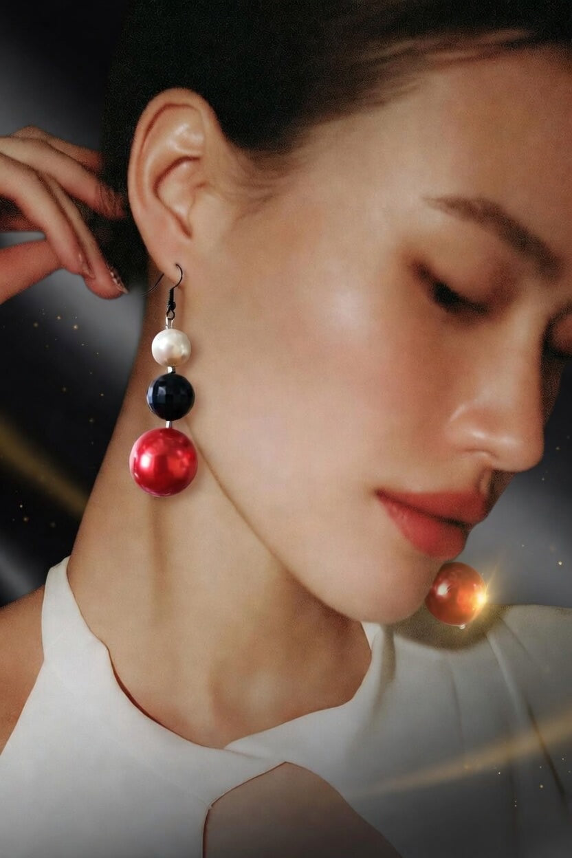 Perles Rouge, noir, blanc