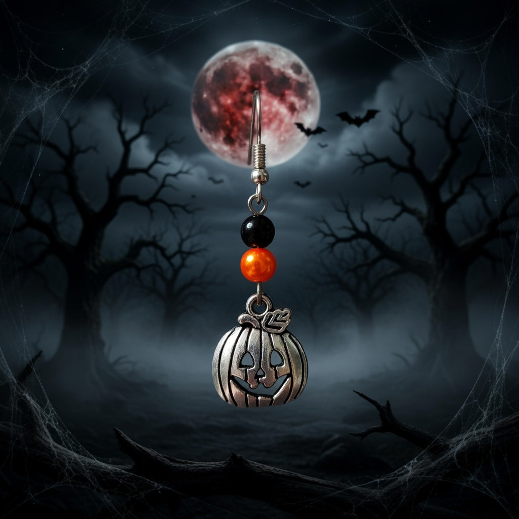 Citrouile Haloween perles orange, noir