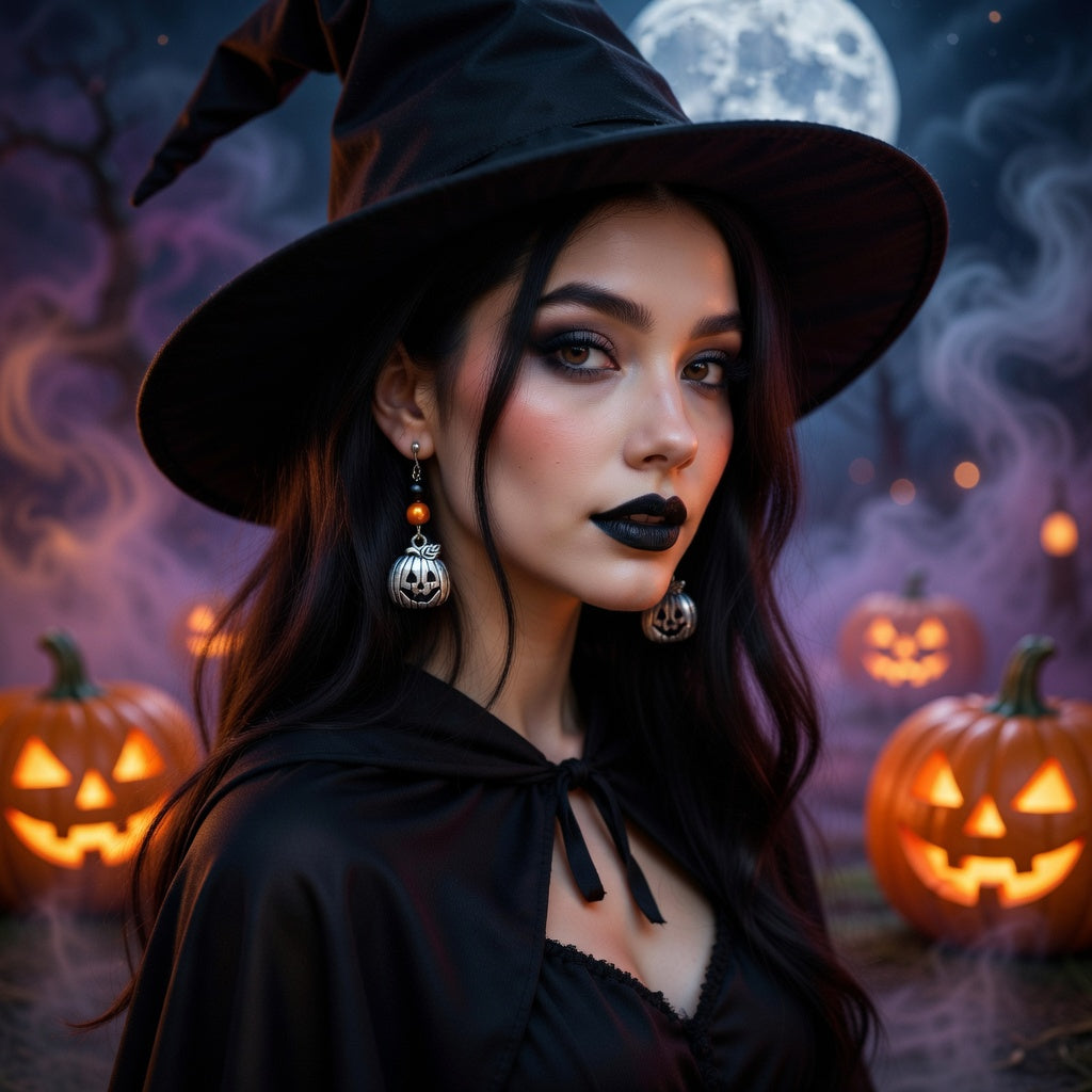 Citrouile Haloween perles orange, noir
