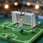 Footbaleur perles bleu tacheté noir, turquoise