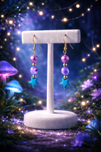 Étoile turquoise perle rose, violet, doré