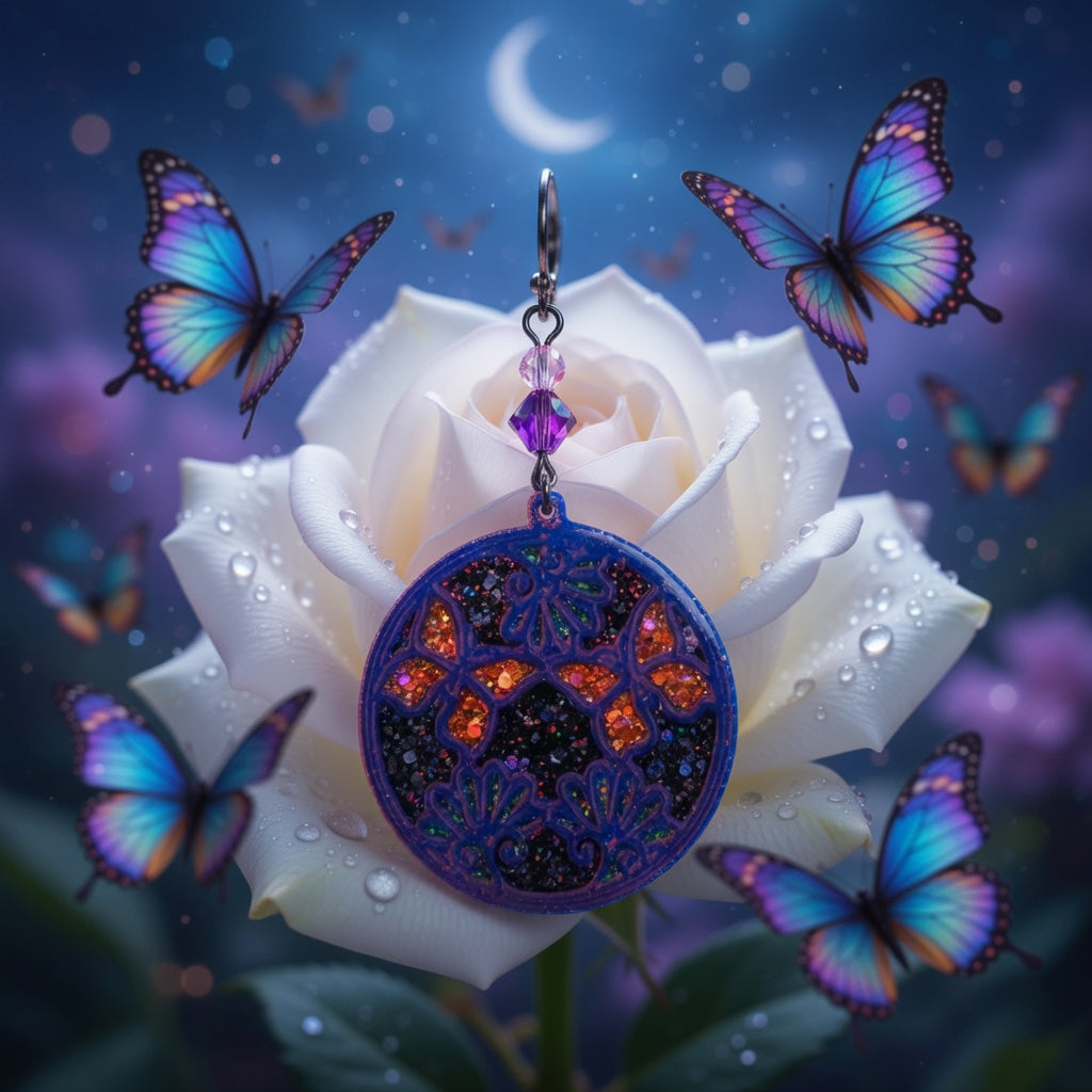 Impression 3D Papillon rose contour violet