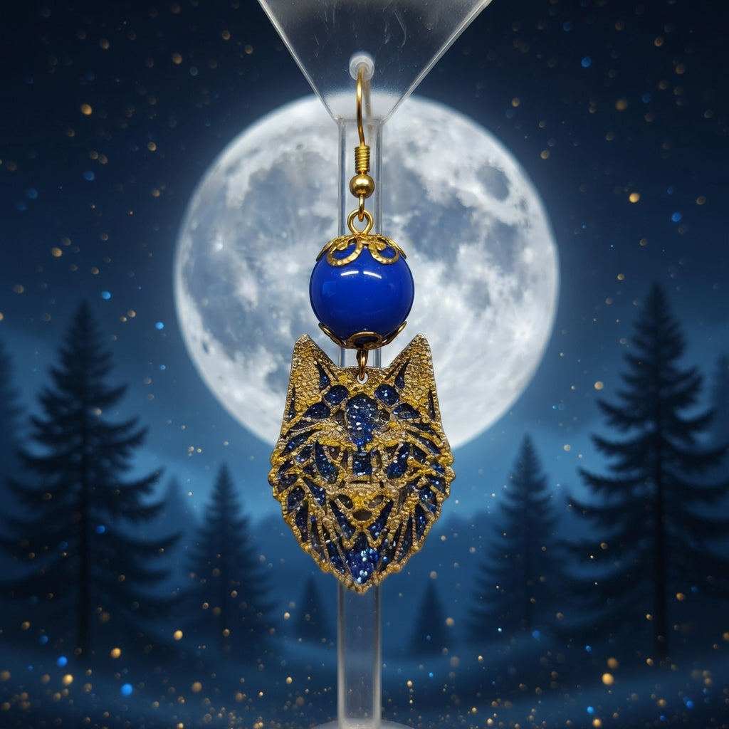Impression 3D Loup doré perle bleu