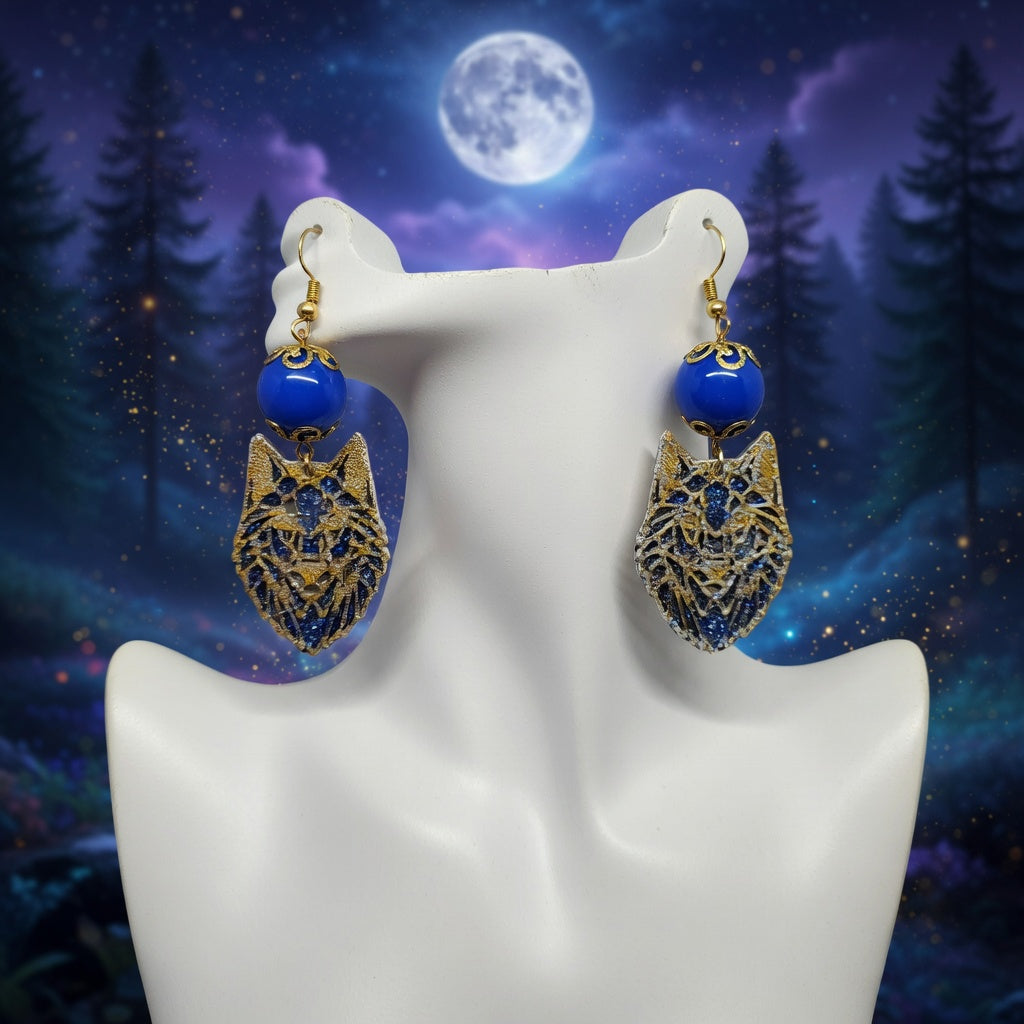 Impression 3D Loup doré perle bleu