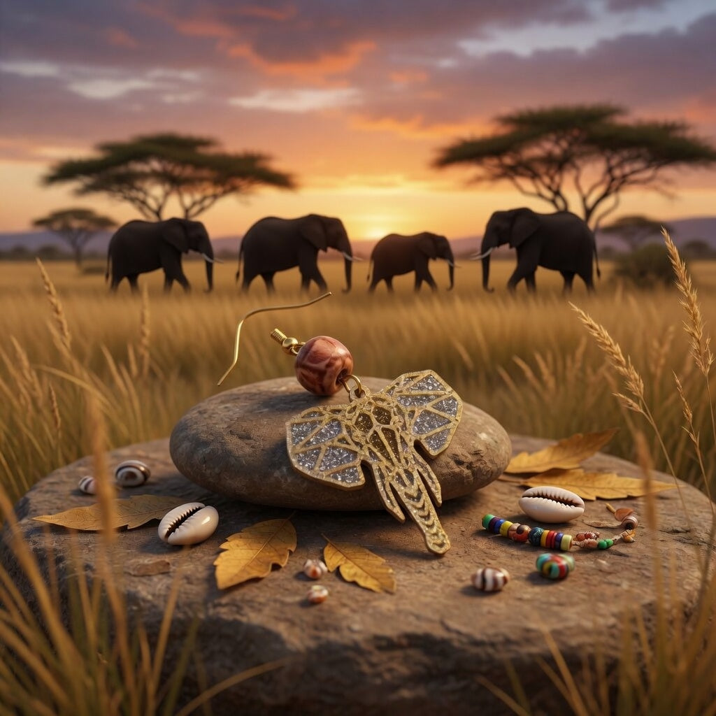Impression 3D Tête éléphant doré, argenté