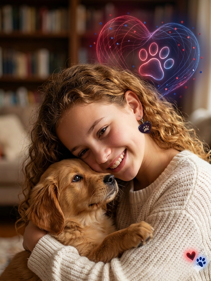 Impression 3D  Cœur violet patte chien rouge