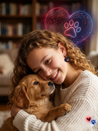 Impression 3D  Cœur violet patte chien rouge