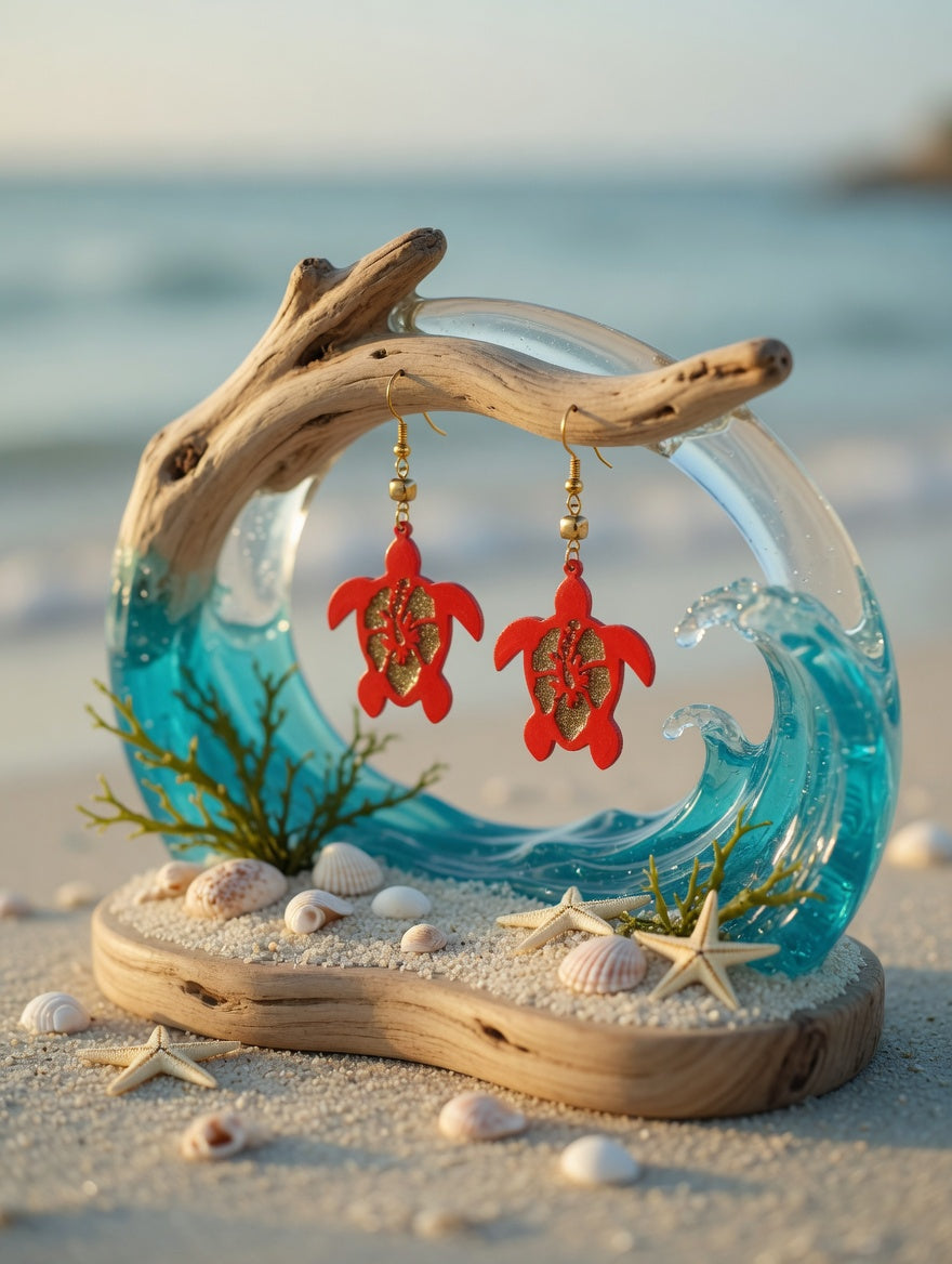 Impression 3D Tortue rouge fleur d' hibiscus