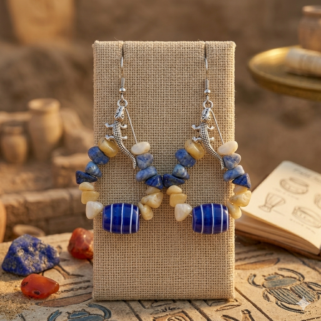 Pendentes crocodile pierres bleu, blanc La fée bricole