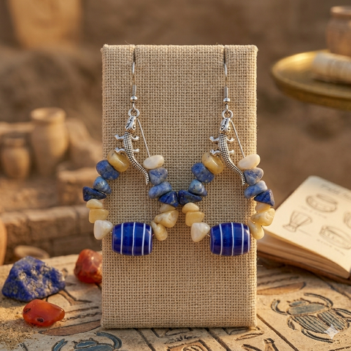 Pendentes crocodile pierres bleu, blanc La fée bricole