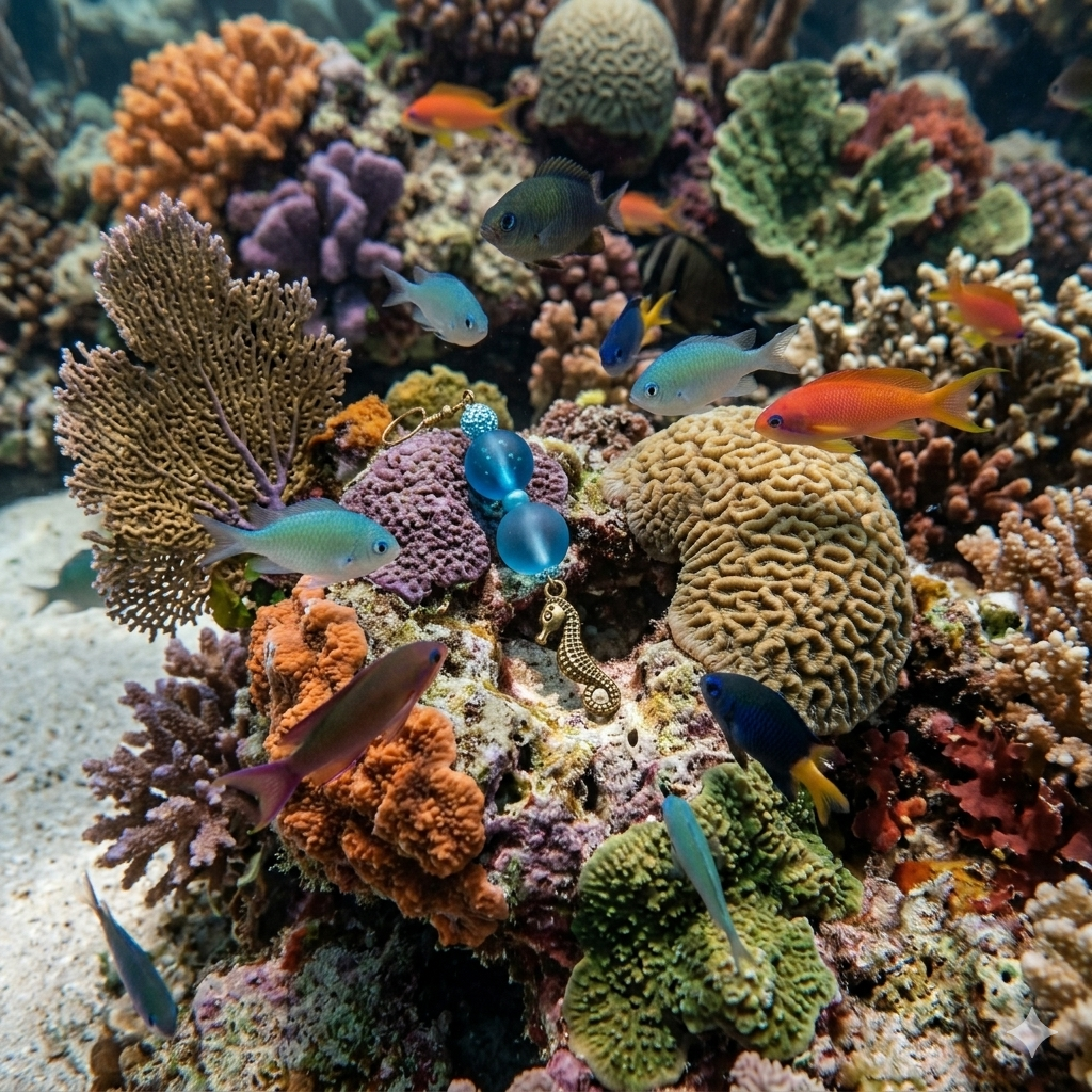 Hippocampe perles turquoises