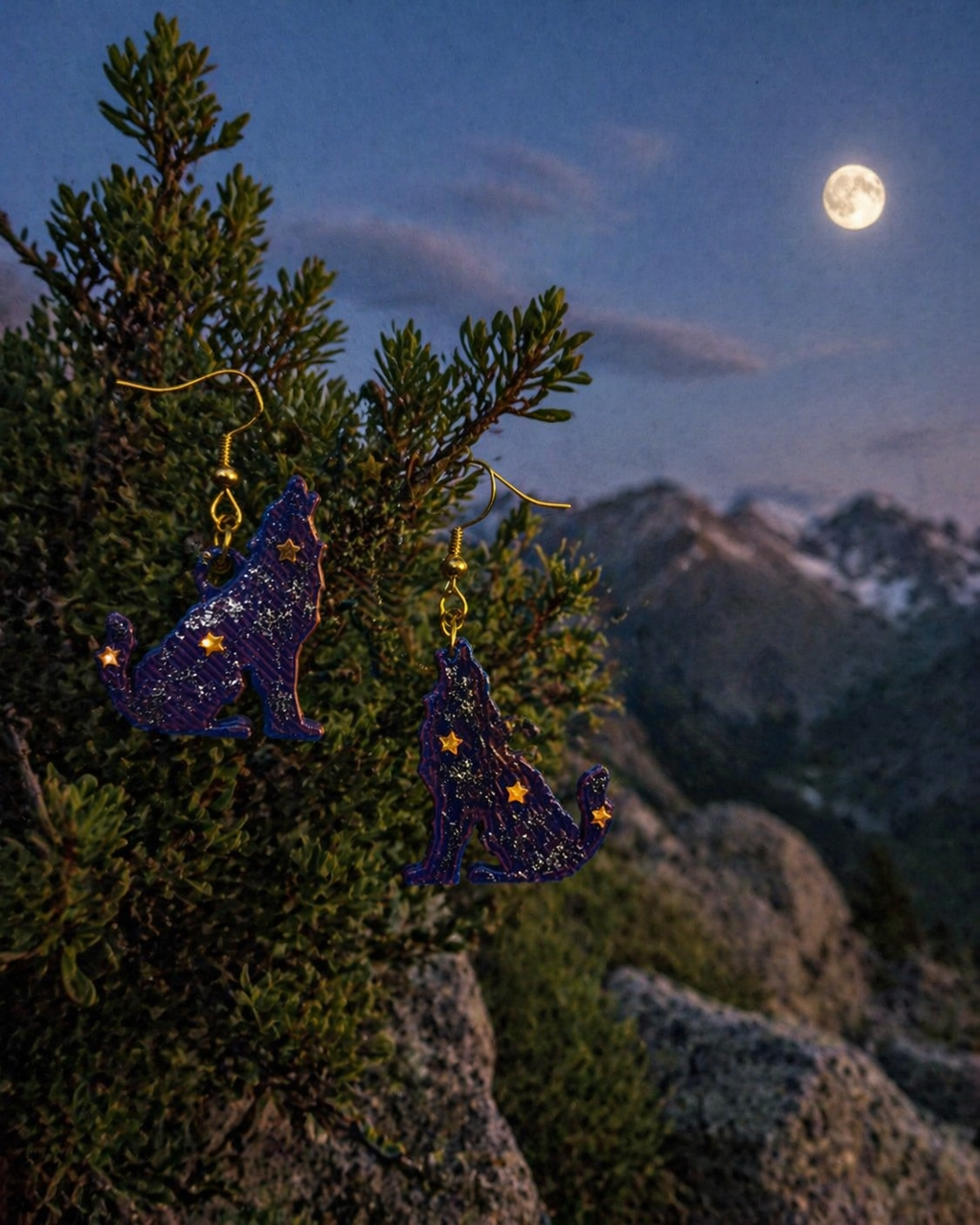 Impression 3D Loup violet étoiles