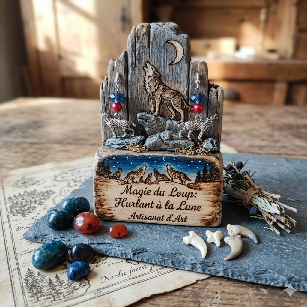 Loup perles bleu, rouge La fée bricole