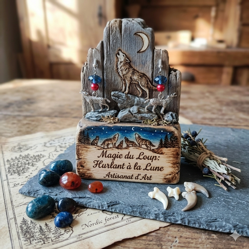 Loup perles bleu, rouge La fée bricole