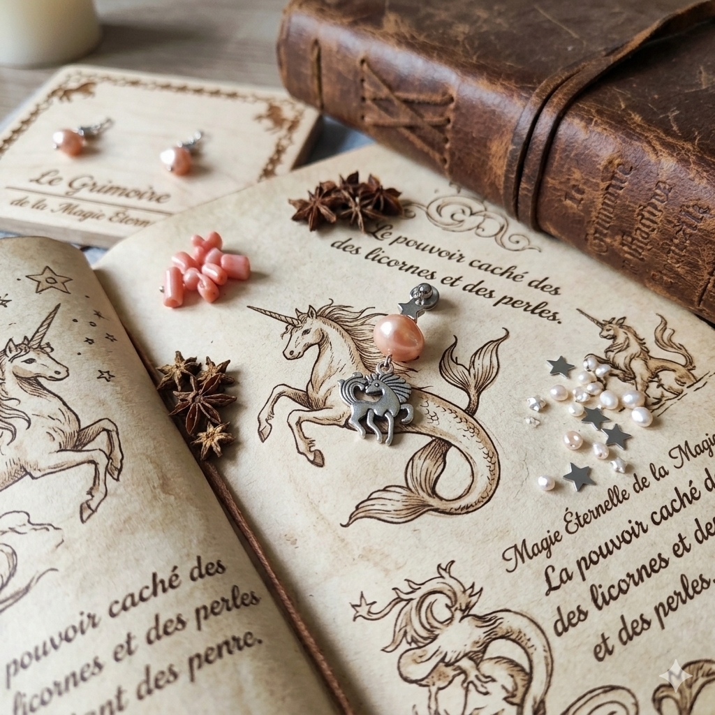 Licorne  étoile perle vieux rose