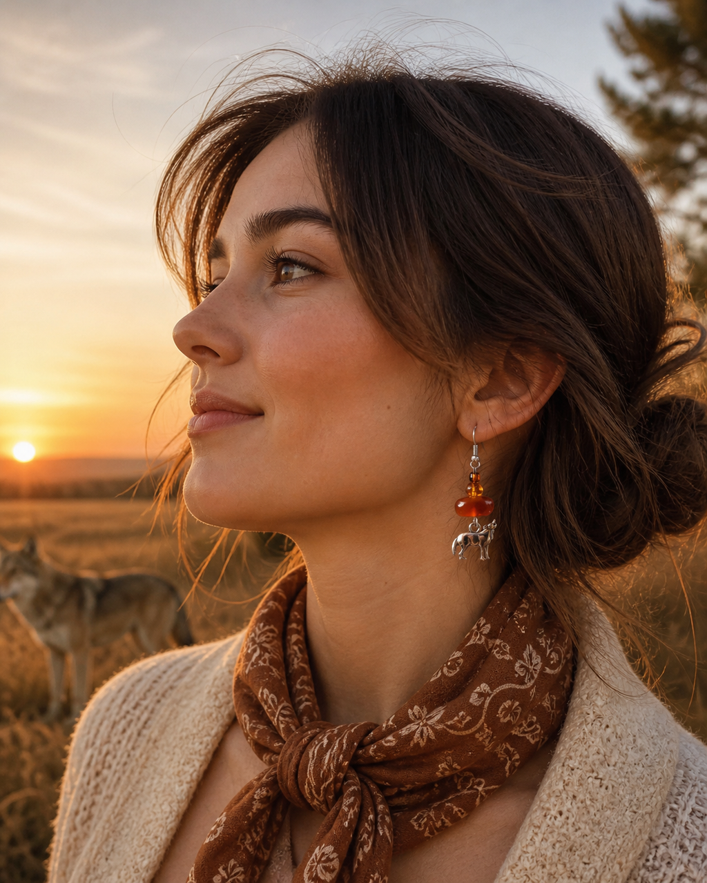 Loup perles ambre foncé, clair, orangé