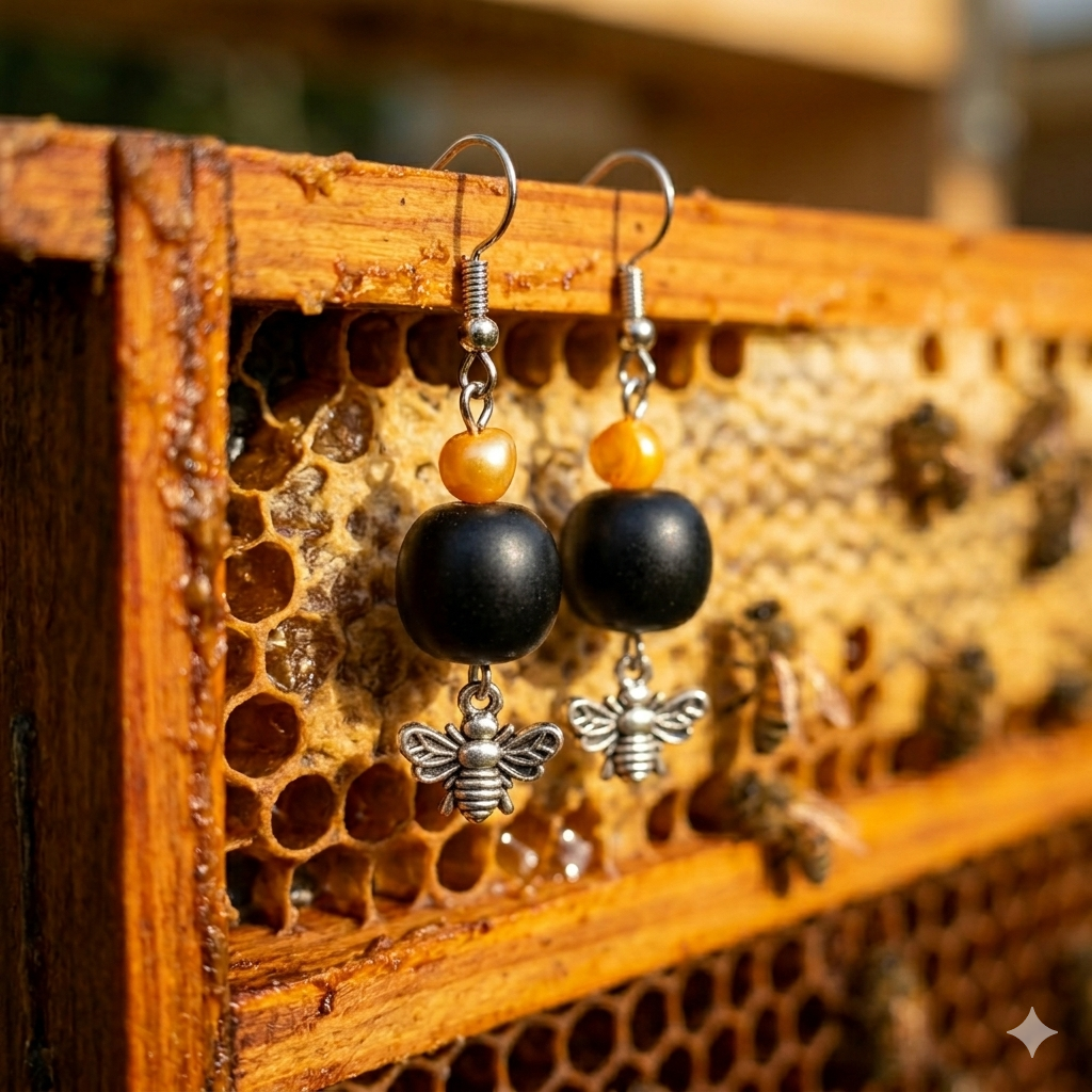 Abeille perles noir, jaune