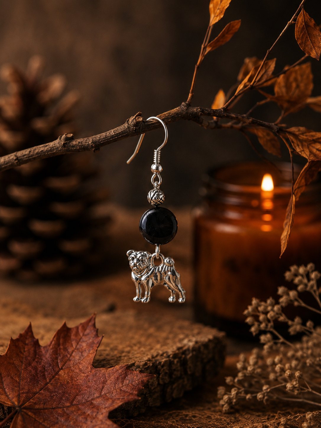 Bouledogue perle ronde noir, gris