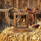 Cheval perles blanc, brun, doré