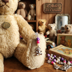 Ourson perles violet, fuchsia