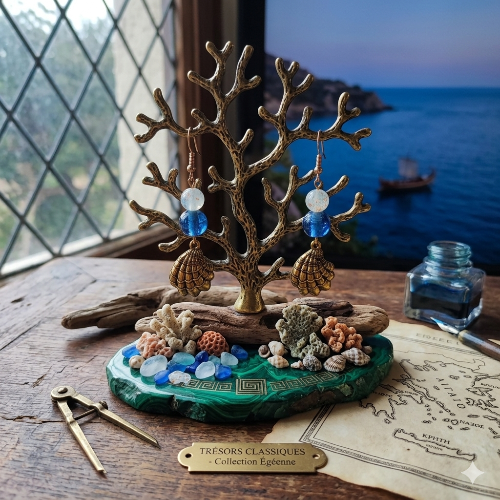 Coquillage perles  blanc tacheté orange, bleu La fée bricole
