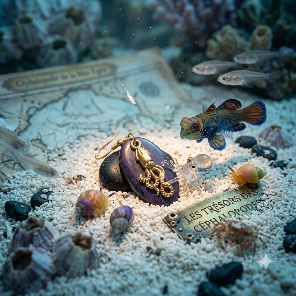 Calamar doré plaque violet noir La fée bricole