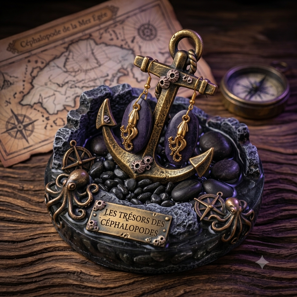 Calamar doré plaque violet noir La fée bricole