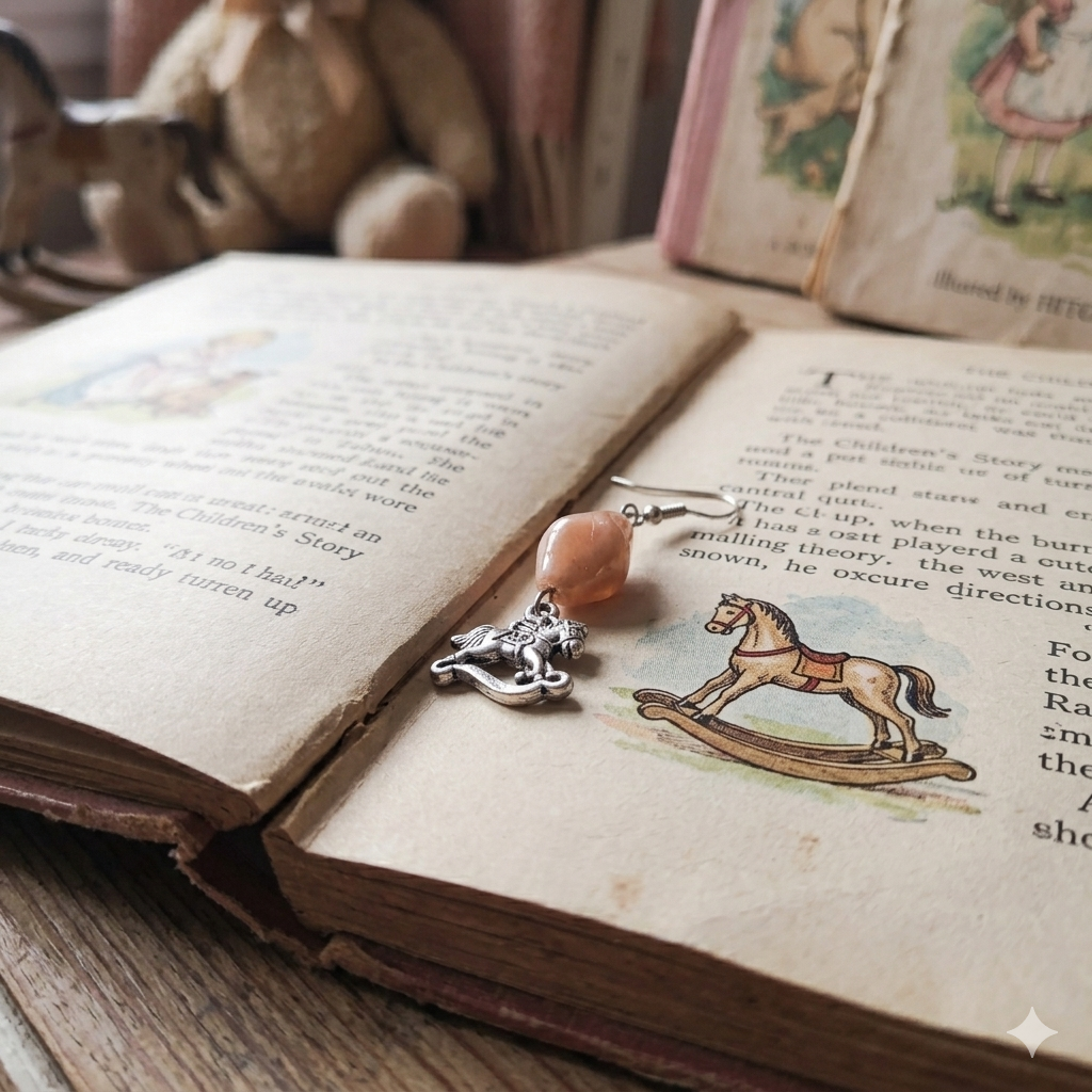 Cheval à bascule gris, perle vieux rose torsadé La fée bricole