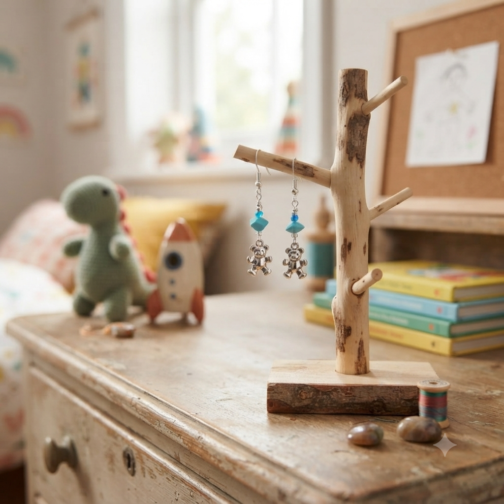 Ourson gris perles turquoise La fée bricole