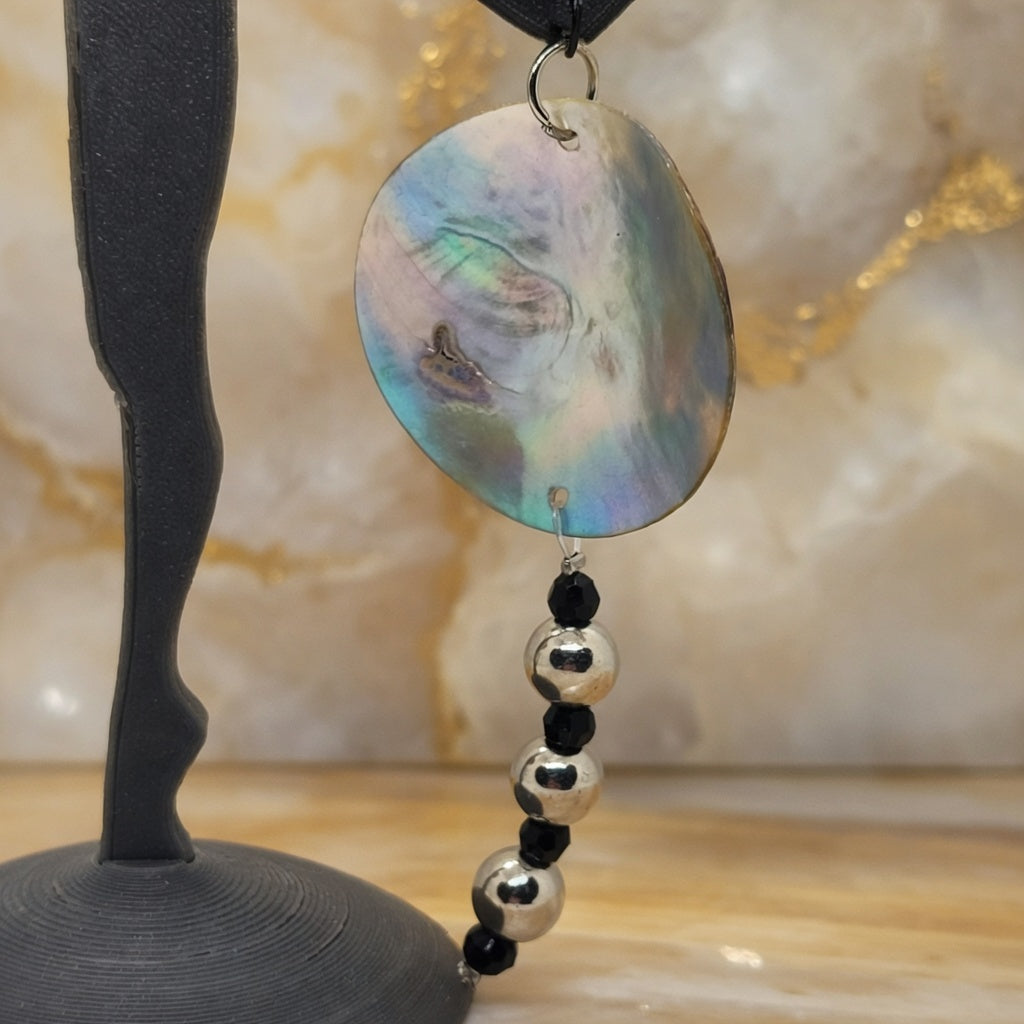 Pendante nacre, argent, noir