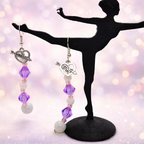 Pendante "Love" perles violet, blanc