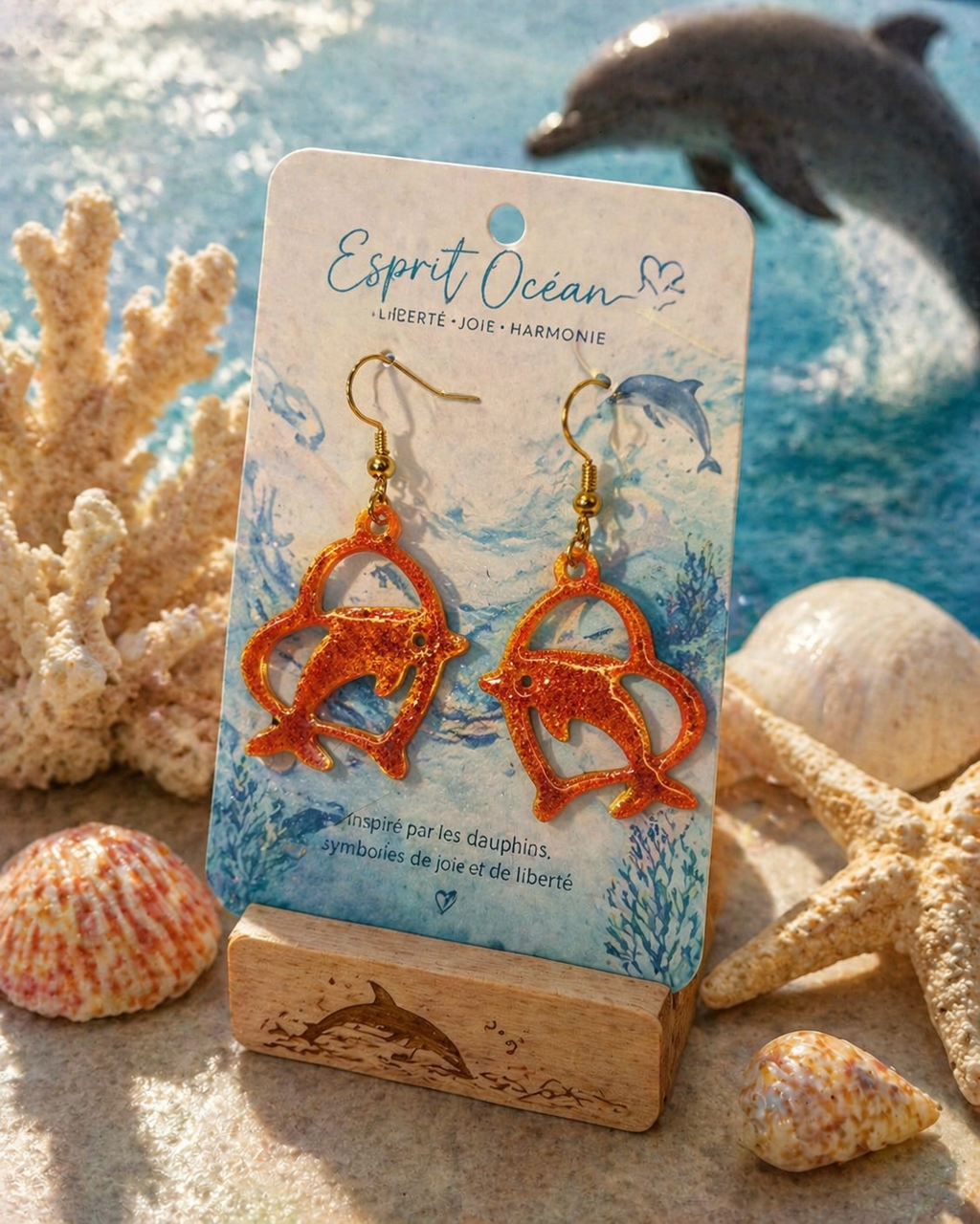 Impression 3D Coeur dauphin orange