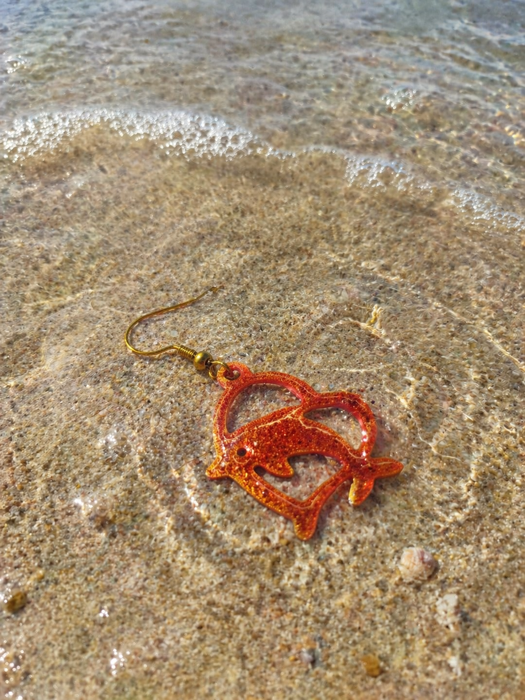 Impression 3D Coeur dauphin orange