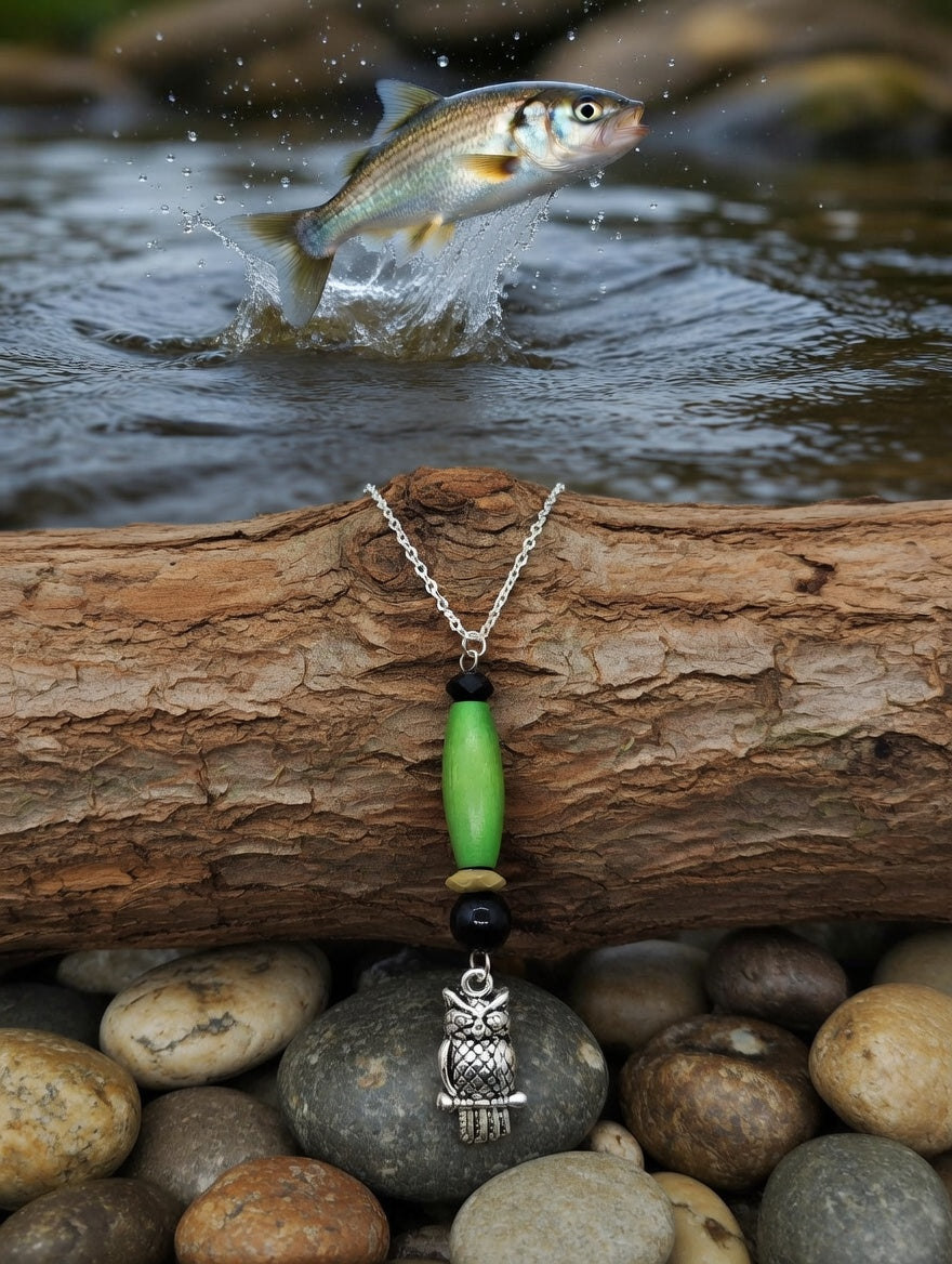Hiboux perles verte, noir
