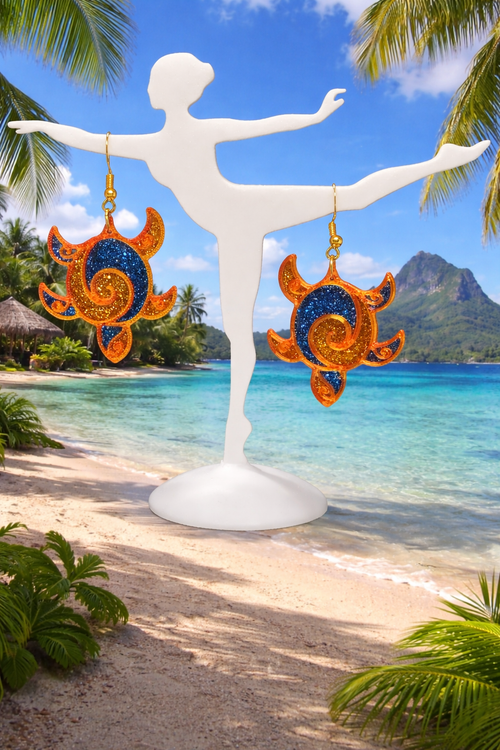 Impression 3D Orange Tortue Paillettes Bleu, doré