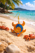 Impression 3D Orange Tortue Paillettes Bleu, doré