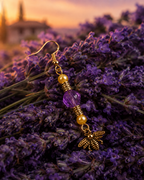 Abeille perles jaune, violet transparent espacement doré La fée bricole